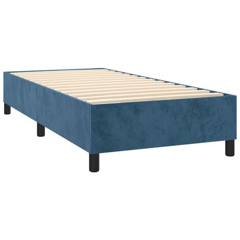 Sommier à lattes sur pieds cadre de lit 100x200 cm tissu velours bleu foncé TDL0207315 (1/5)