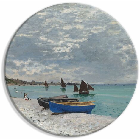 Tableau Rond Murando 40x40cm - Impression Toile Paysage Montagnes Oiseaux - Déco Murale Salon Chambre