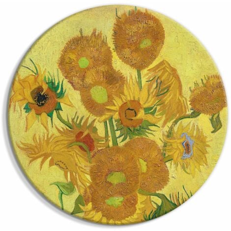 Tableau Rond D Coration Murale Image Imprim E Cadre En Bois Suspendre Les Tournesols Vincent