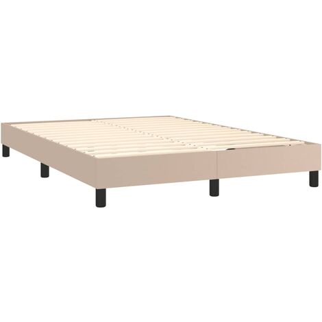 Sommier à lattes sur pieds cadre de lit 140x200 cm synthétique marron clair TDL0207292 (1/5)