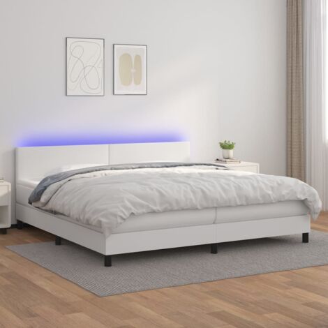 Cadre de lit LED avec sommier tête de lit matelas 200x200 cm tissu bleu TDL0208714 (1/5)