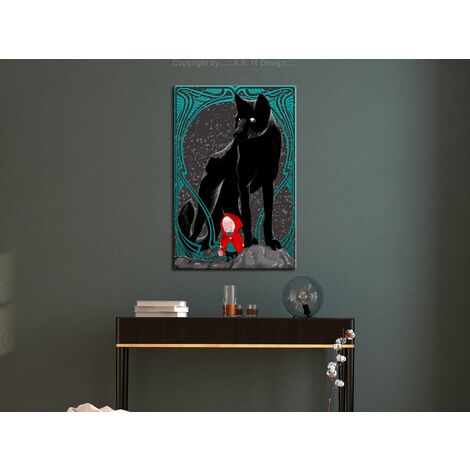 Tableau toile de décoration murale impression premium en 1 partie sur châssis en bois motif Chaperon Rouge 80x120cm 110014636 (1/3)