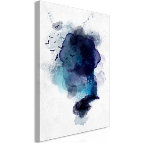 Tableau toile de décoration murale impression premium en 1 partie sur châssis en bois motif Mémoire bleue 60x90 cm 110013718 (1/3)