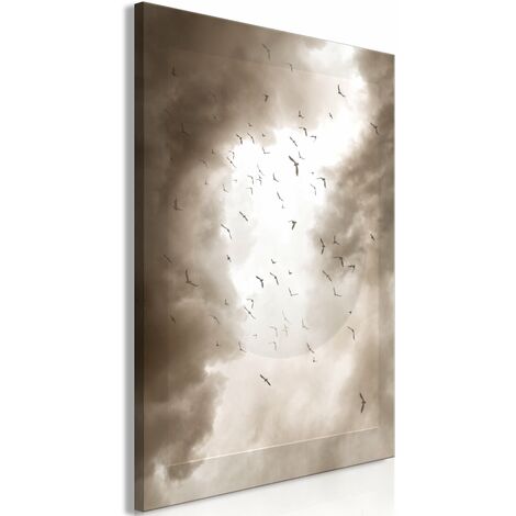 Tableau toile de décoration murale impression premium en 1 partie sur châssis en bois motif Oiseaux dans les nuages 20x30 cm 110015067 (1/3)