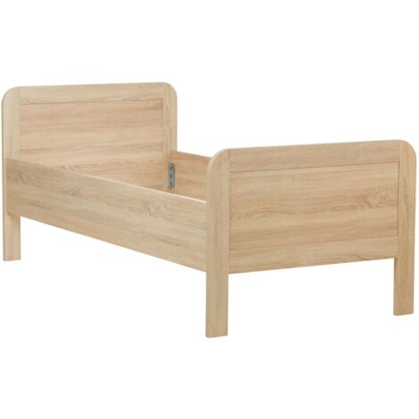 Lit simple une personne cadre de lit avec sommier 90x200 réglable en hauteur en bois couleur chêne LIT06243 (1/5)