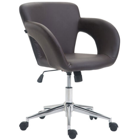 Fauteuil chaise de bureau en synthétique marron avec accoudoirs hauteur réglable BUR10344 (1/3)