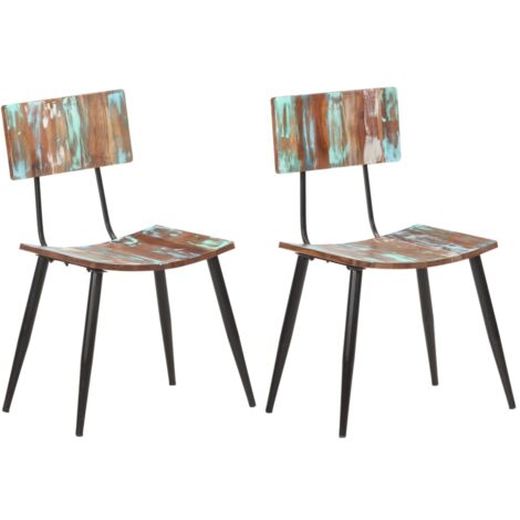 Lot de 2 chaises de salle à manger cuisine bois de récupération solide CDS020285 (1/5)
