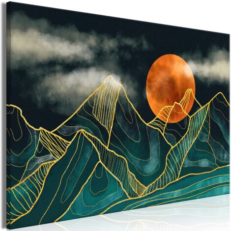 Tableau toile de décoration murale impression premium en 1 partie sur châssis en bois motif Le calme de la montagne 30x20cm 110017828 (1/3)
