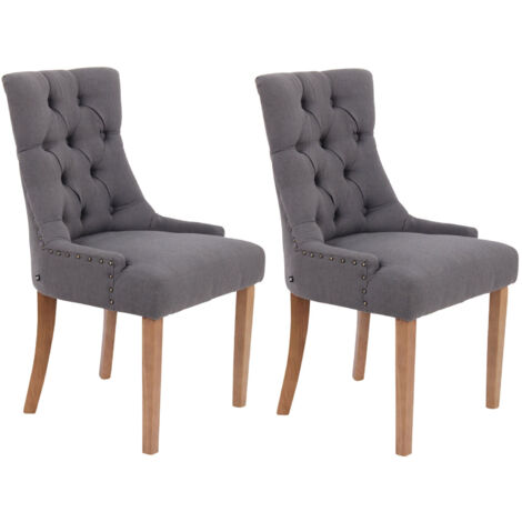 Lot de 2 chaises de salle à manger avec boutons décoratives assise en tissu gris foncé 100001525 (1/5)
