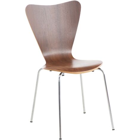 Chaise de cuisine salle à manger design classique en bois couleur noyer et métal chromé 100001895 (1/5)
