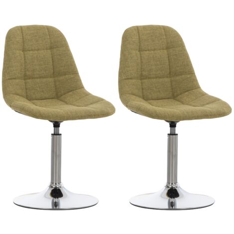 Lot de 2 chaises design moderne coutures décoratives carrées en tissu vert et métal chromé 100001707 (1/5)