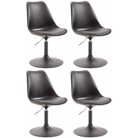 Lot de 4 chaises de salle à manger pivotante hauteur réglable en plastique noir et pied trompette métal noir 100001808 (1/4)