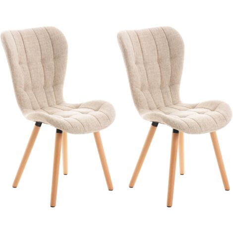 Lot de 2 chaises de salle à manger dossier haut coutures décoratives assise en tissu crème 100001653 (1/5)