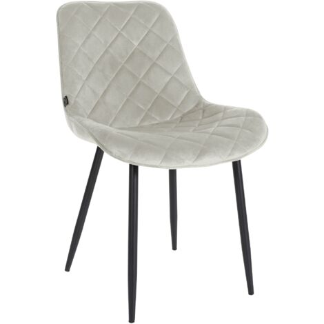 Chaise de salle à manger cuisine x1 assise en velours crème et pieds en métal noir 100001488 (1/5)
