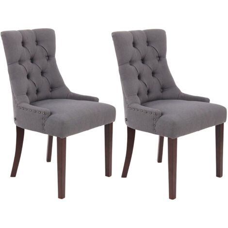 Lot de 2 chaises de salle à manger avec boutons décoratives assise en tissu gris foncé pieds foncés 100001519 (1/5)