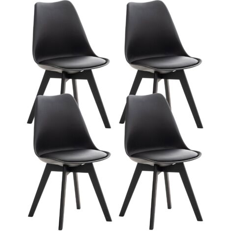 Lot de 4 chaises de salle à manger design moderne en PVC et plastique noir et pieds en bois noir 100001845 (1/5)
