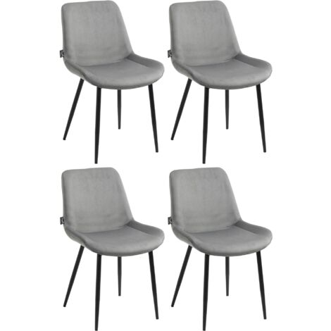 Lot de 4 chaises de salle à manger design moderne et confortable en velours gris et métal noir mat 100001843 (1/5)