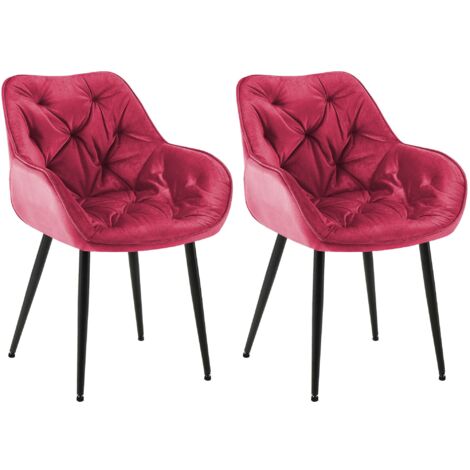 Lot de 2 chaises de salle à manger design et moderne assise en velours rouge et pieds en métal noir 100001663 (1/5)