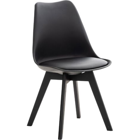 Chaise de salle à manger x1 design scandinave en plastique et PVC noir et pieds en bois noir 100002276 (1/5)