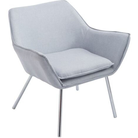 Fauteuil lounge avec accoudoirs en tissu gris structure à 4 pieds en métal 100002788 (1/5)