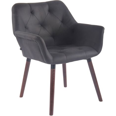 Chaise de salle à manger coutures décoratives stylées en PVC noir piétement de 4 pieds en bois marron 100002005 (1/5)