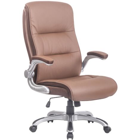 Fauteuil de bureau sur roulettes confortable hauteur réglable en PVC marron clair et plastique 100002406 (1/5)
