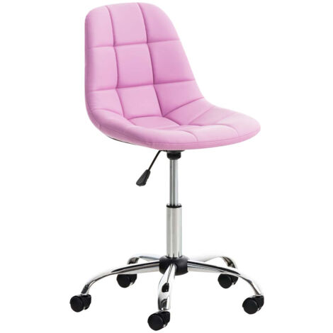 Chaise de bureau tabouret sur roulettes hauteur réglable en PVC rose et métal chromé 100002491 (1/5)