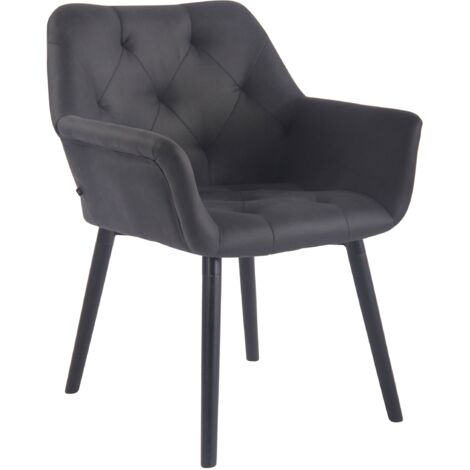 Chaise de salle à manger coutures décoratives stylées en PVC noir piétement de 4 pieds en bois noir 100002004 (1/5)