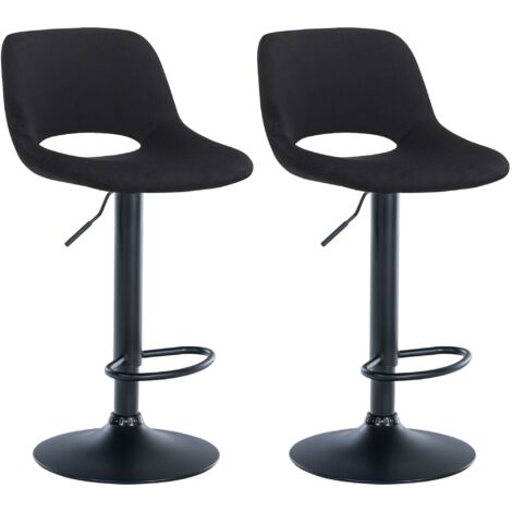 Tabourets de bar chaises haute x2 avec repose-pieds en velours noir piètement métallique noir 100004085 (1/5)