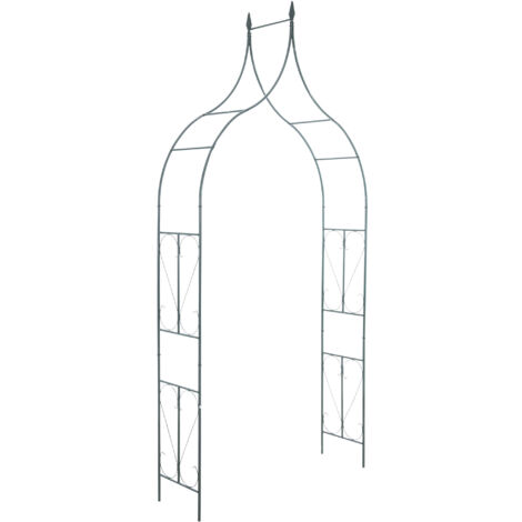 Arche à rosiers support pour plantes grimpantes décoration jardin 215x37 cm en métal vert 100003860 (1/5)