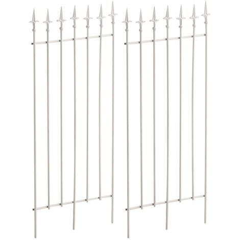 Lot de 2 treillis support pour plantes grimpantes décoration de jardin en métal blanc 100003833 (1/5)