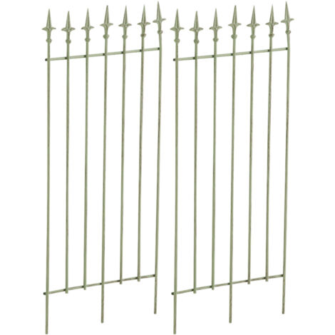 Lot de 2 treillis support pour plantes grimpantes décoration de jardin en métal vert vieilli 100003834 (1/5)