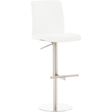 Tabouret de bar x1 réglable en hauteur et pivotant à 360° plateforme ronde en métal assise en PVC blanc 100004563 (1/5)