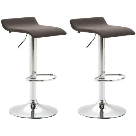 2 x tabourets de bar avec repose-pieds design simple assise en tissu gris foncé pied trompette en métal chromé 100004136 (1/5)