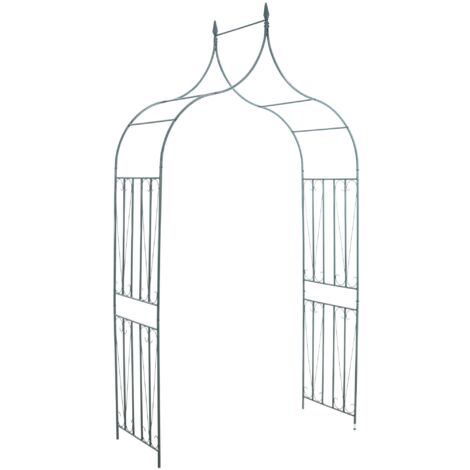 Arche à rosiers support pour plantes grimpantes décoration jardin 215x140 cm en métal vert 100003861 (1/5)