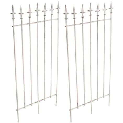 Lot de 2 treillis support pour plantes grimpantes décoration de jardin en métal blanc vieilli 100003830 (1/5)