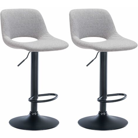 Tabourets de bar chaises haute x2 avec repose-pieds en tissu gris clair piètement métallique noir 100004097 (1/5)