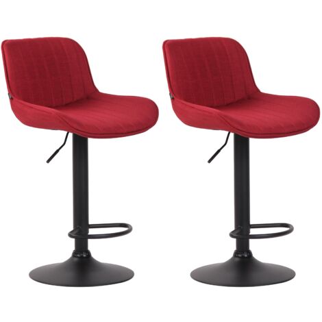 Lot de 2 tabourets de bar chaises hautes en tissu rouge coutures verticales support en métal noir 100004290 (1/5)