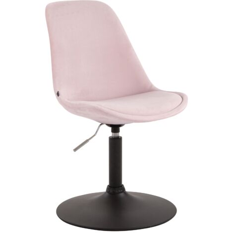 Chaise de salle à manger x1 pivotante hauteur réglable en velours rose et pied trompette en métal noir 100003501 (1/3)