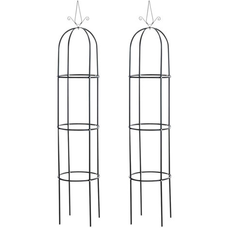 Set de 2 tuteurs de jardin support pour plantes grimpantes décoration de jardin 190x38 cm métal noir 100003859 (1/5)