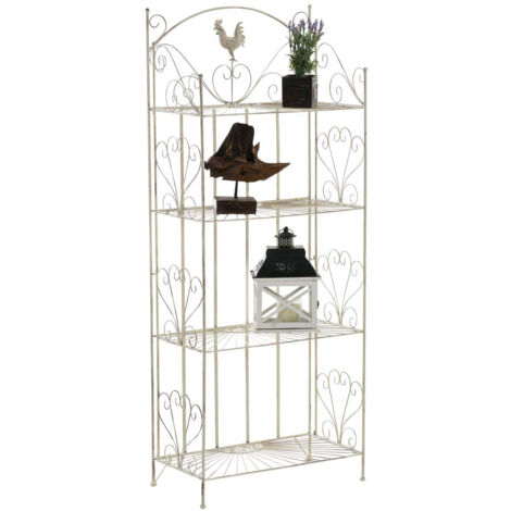 Etagère de rangement support plantes meuble pour terrasse balon salon en métal crème vieilli 100003984 (1/5)