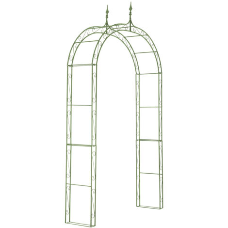 Arche à rosiers plantes grimpantes décoration jardin 144x128 cm en métal vert vieilli 100003941 (1/4)