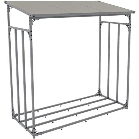 Range-bûches étagère support bois de cheminée 145x143 cm en acier galvanisé anthracite 100003589 (1/5)