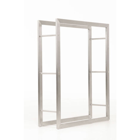 Range-bûches étagère support bois de cheminée 100x80x25 cm en acier inoxydable 100003542 (1/5)