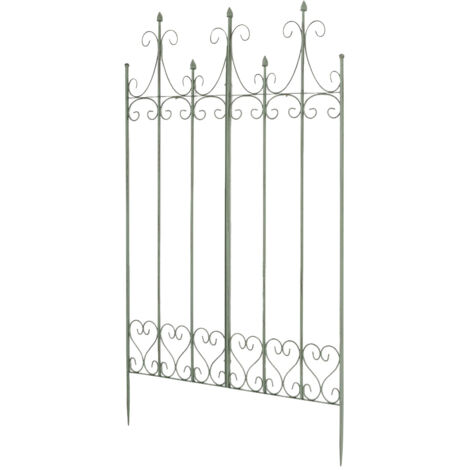 Treillis de jardin support plantes grimpantes décoration métal vert vieilli 100003882 (1/5)
