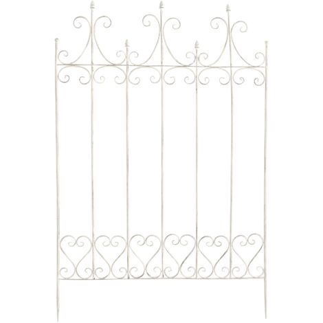 Treillis de jardin support plantes grimpantes décoration métal blanc vieilli 100003878 (1/5)