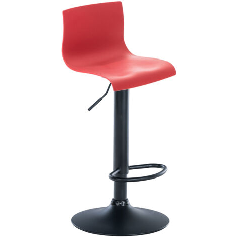 Tabouret de bar avec repose-pieds pivotant dossier incurvé en plastique rouge et métal noir 100004935 (1/5)