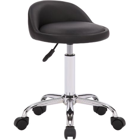 Tabouret de travail cabinets de médecins dentistes salons esthétique en métal chromé et PVC noir 100003235 (1/5)