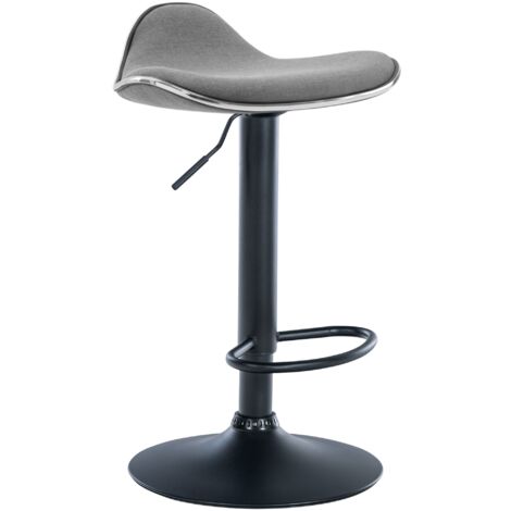 Tabouret de bar x1 assise ergonomique en tissu gris clair pied en trompette en métal noir 100005392 (1/5)