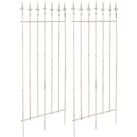 Lot de 2 treillis support pour plantes grimpantes décoration de jardin en métal crème vieilli 100003835 (1/5)